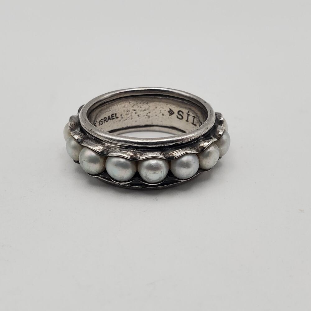 Silpada Designs Sterling Silver Nested Pearls Ring Scalloped Bezel R2209 Size 7 - Picture 4 of 10